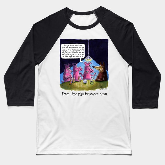 Three Little Pigs Baseball T-Shirt by macccc8